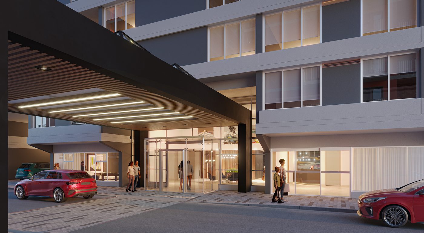 Lenox Club building entrance rendering