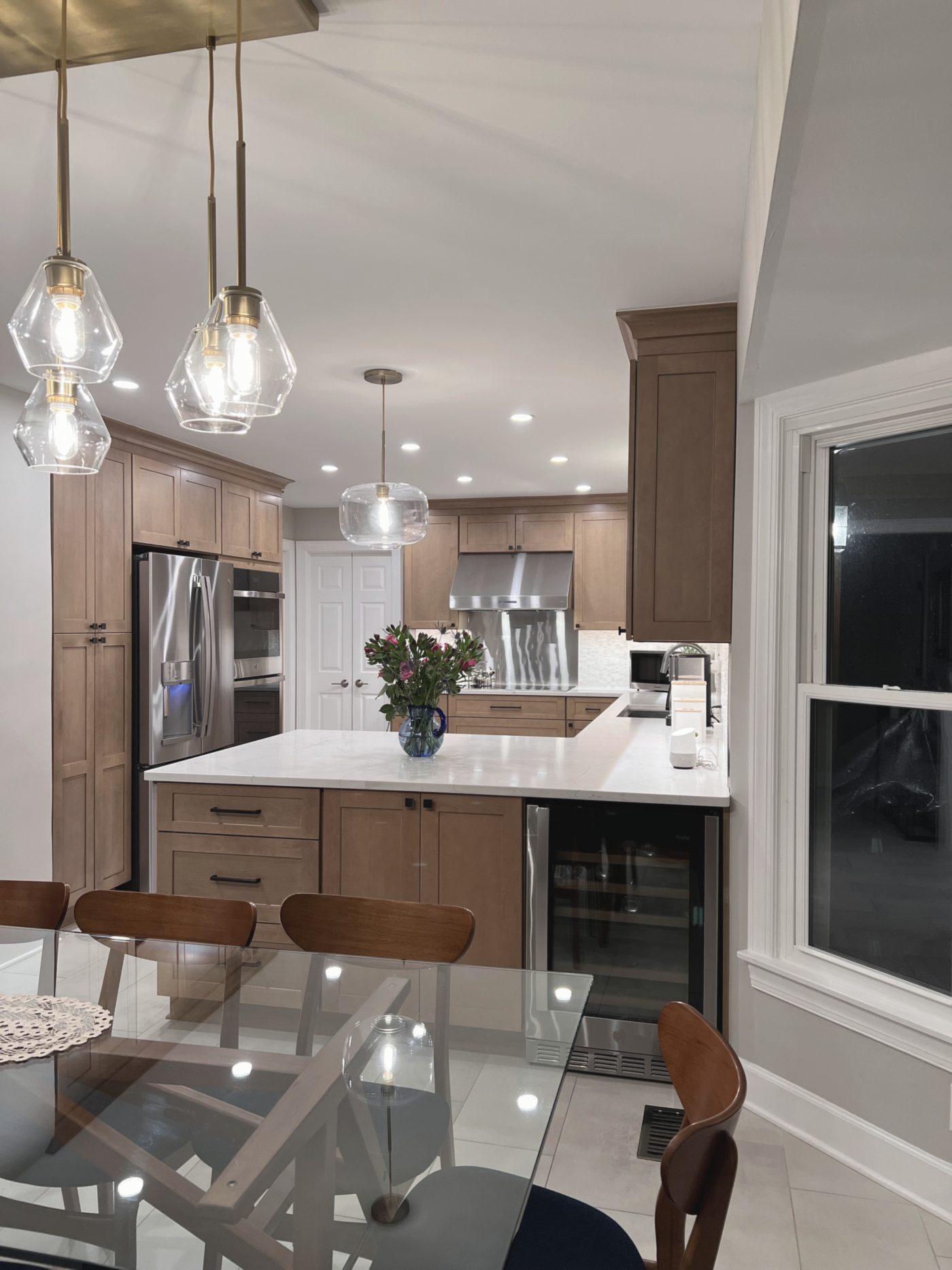 Kitchen renovation from dining area